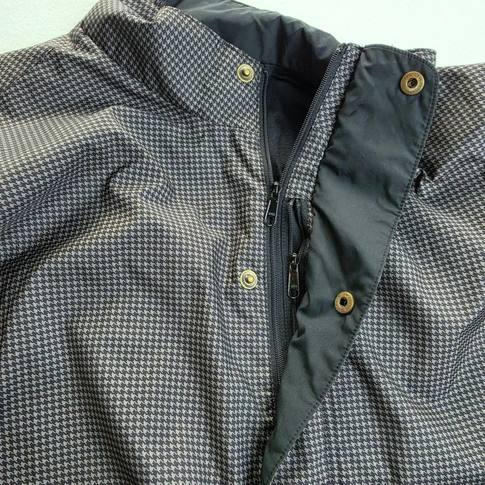FootJoy DryJoys Mens Golf Vest Houndstooth Quarter Zip Black Gray Large